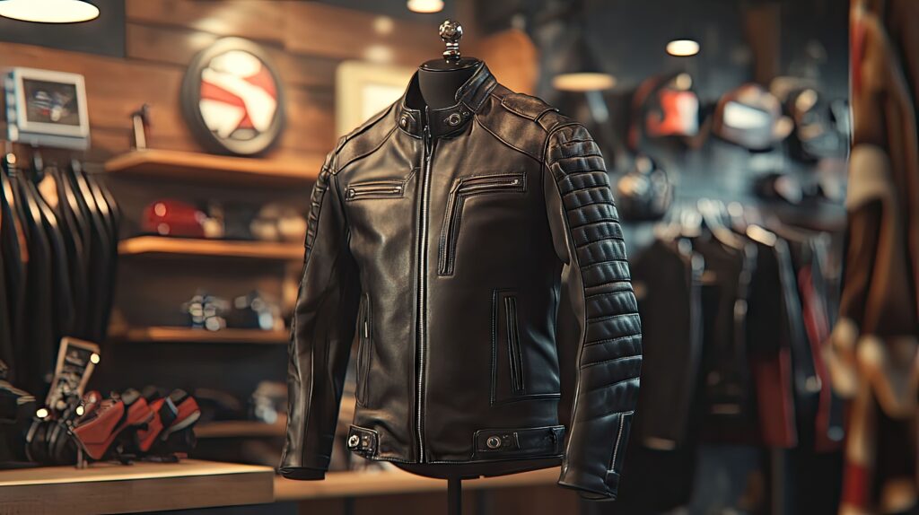 Motorradbekleidung als hochwertige Lederjacke im Fachgeschäft