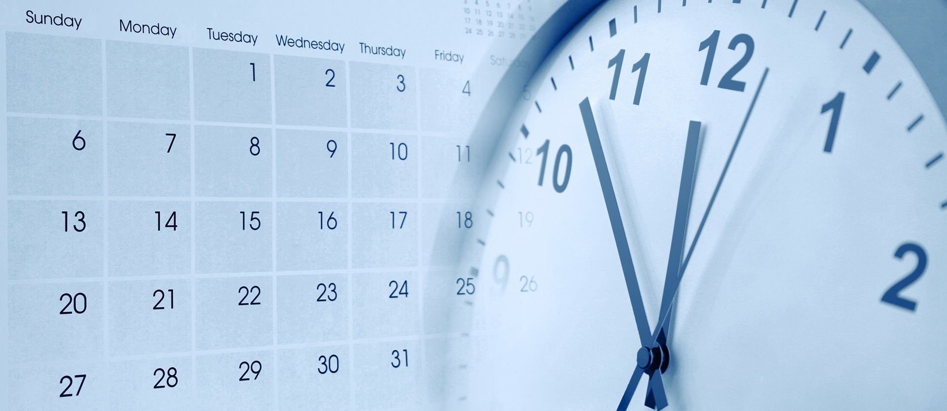Kalender und Uhr als Zeitmanagement-Symbol | Auto online abmelden

